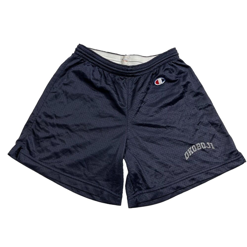 Vintage 80s Champion Mesh Shorts Small Okoboji Navy